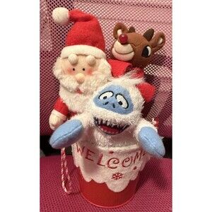 Rudolph Red Nosed Reindeer Welcome Bucket Christmas Plush Bumble Santa Decor